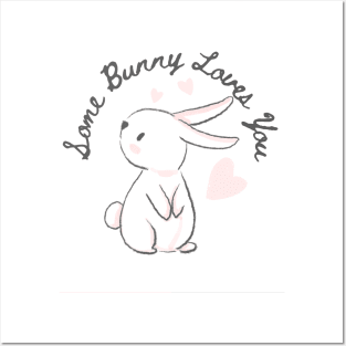 Some bunny loves you, pastel design, gift, easter, spring, Posters and Art